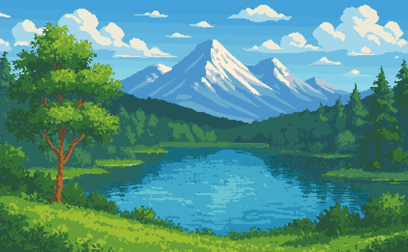 Pixel art landscape background